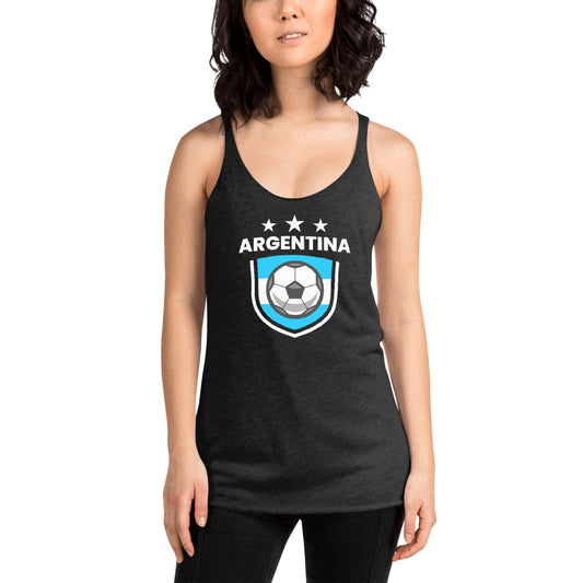 Retro Argentina Soccer Team Football Fan Country Argentinian Flag Women's Racerback Tank Top