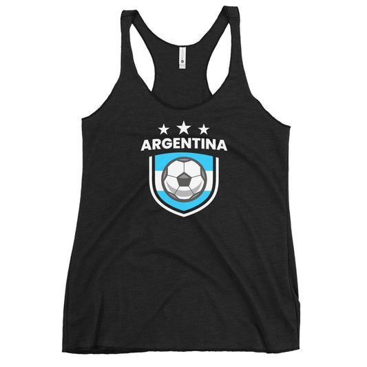 Retro Argentina Soccer Team Football Fan Country Argentinian Flag Women's Racerback Tank Top