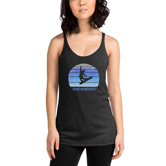 Retro Snowmass Colorado Snowboarding Fan Women's Racerback Tank Top
