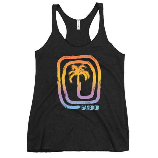 Cool Bangkok Thailand Palm Tree Souvenir Vacation Women's Racerback Tank Top