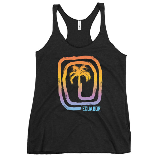 Cool Ecuador Palm Tree Souvenir Vacation Women's Racerback Tank Top