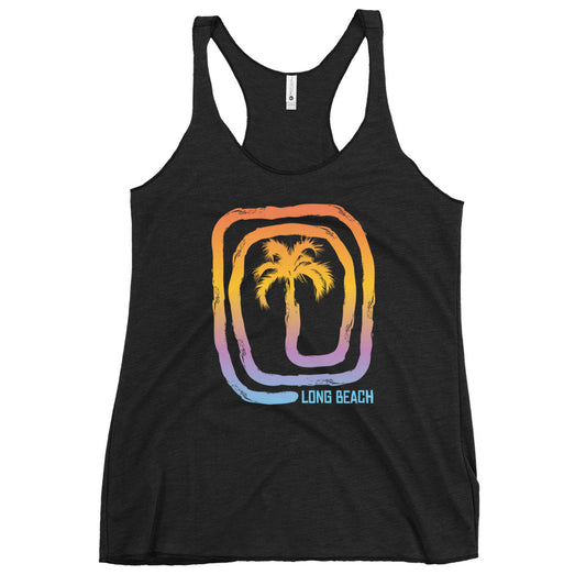 Cool Long Beach California Palm Tree Souvenir Vacation Women's Racerback Tank Top