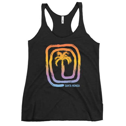 Cool Santa Monica California Beach Palm Tree Vacation Souvenir Women's Racerback Tank Top