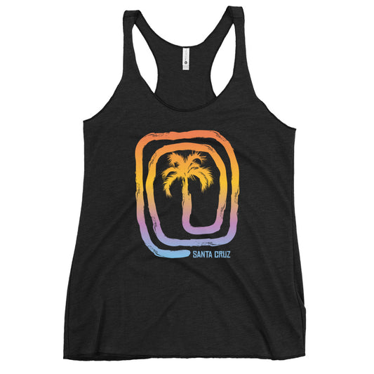 Cool Santa Cruz California Beach Palm Tree Vacation Souvenir Women's Racerback Tank Top
