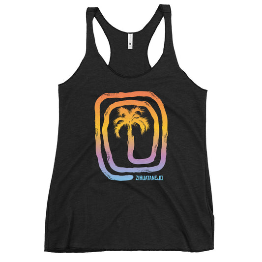 Cool Zihuatanejo Mexico Beach Palm Tree Vacation Souvenir Women's Racerback Tank Top