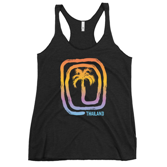 Cool Thailand Beach Palm Tree Vacation Souvenir Women's Racerback Tank Top
