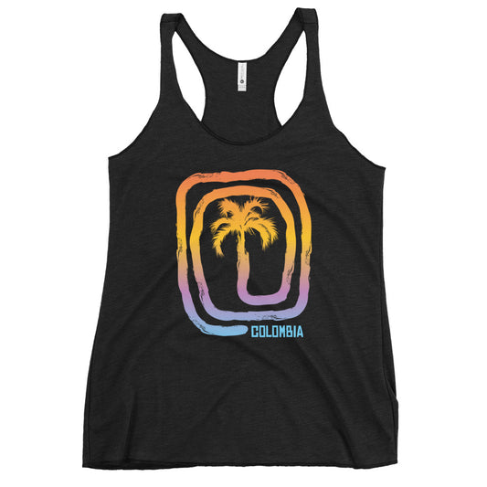 Cool Colombia Beach Palm Tree Vacation Souvenir Women's Racerback Tank Top