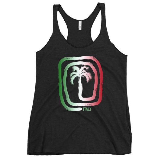 Cool Italy Flag Beach Palm Tree Vacation Souvenir Women's Racerback Tank Top