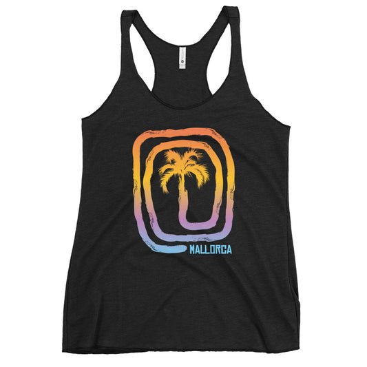 Cool Mallorca Majorca Spain Palm Tree Souvenir Vacation Women's Racerback Tank Top