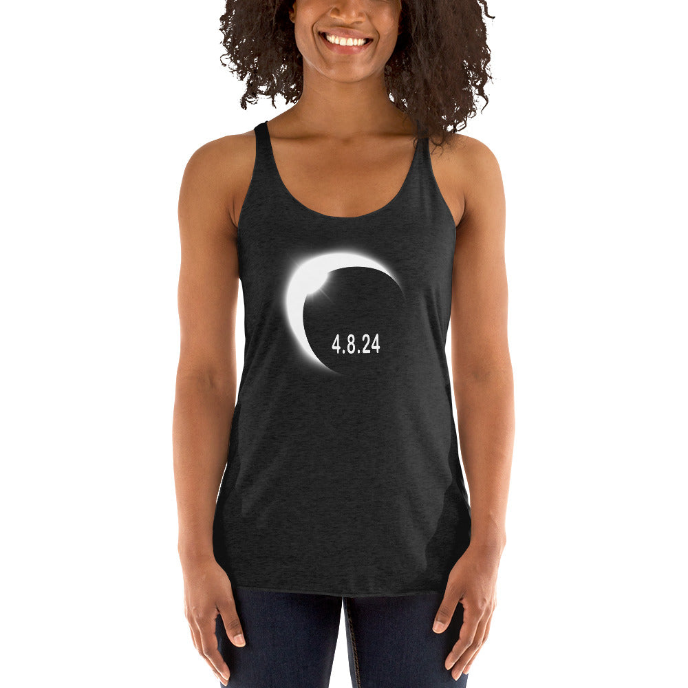 2024 Solar Eclipse Souvenir Memento April 8 Women's Racerback Tank Top