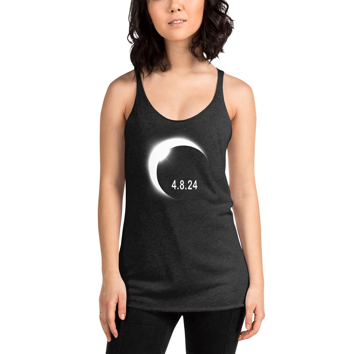 2024 Solar Eclipse Souvenir Memento April 8 Women's Racerback Tank Top