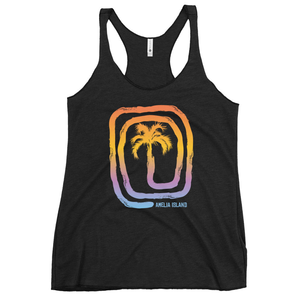 Cool Amelia Island Florida Beach Palm Tree Vacation Souvenir Women's Racerback Tank Top