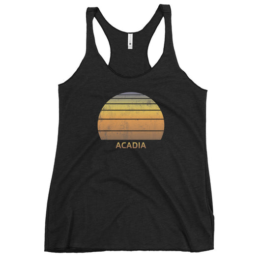 Retro Acadia National Park Souvenir Vacation Sunset Women's Racerback Tank Top