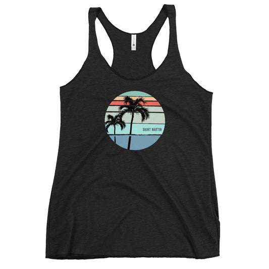 Cool Saint Martin Palm Tree Vacation Souvenir Women's Racerback Tank Top