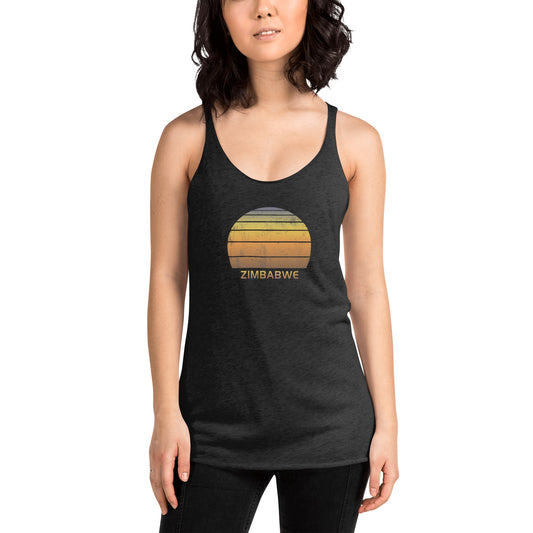 Retro Zimbabwe Africa Women's Racerback Tank Top Vacation Souvenir Sunset Sunrise