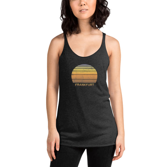 Retro Frankfurt Germany Women's Racerback Tank Top Vacation Souvenir Sunset Vintage