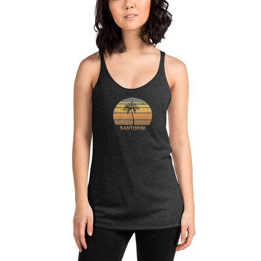 Vintage Santorini Greece Women's Racerback Tank Top Sunset