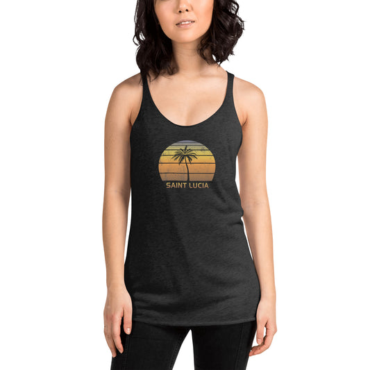 Vintage Saint Lucia Women's Racerback Tank Top Sunset