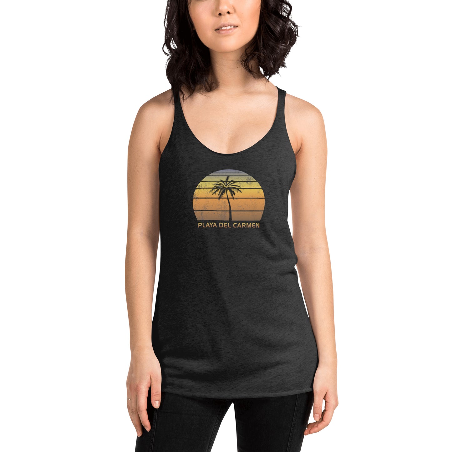 Vintage Playa Del Carmen Women's Racerback Tank Top Sunset
