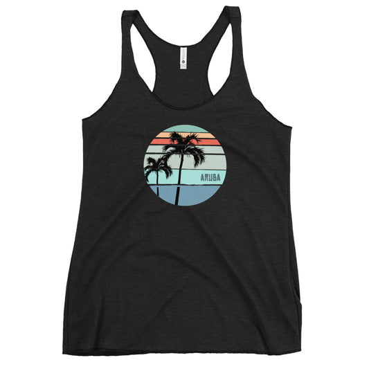 Cool Aruba Palm Tree Vacation Souvenir Women's Racerback Tank Top
