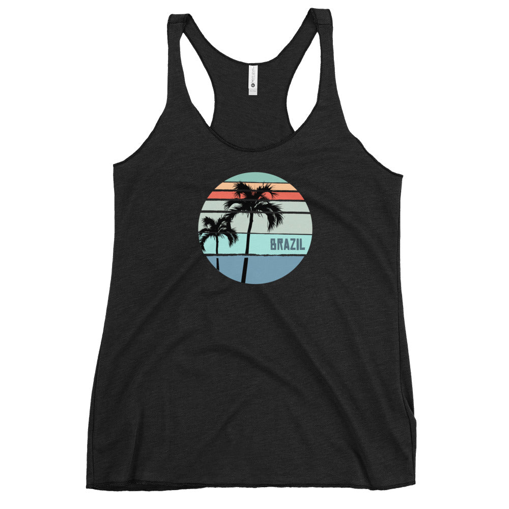 Cool Brazil Palm Tree Vacation Souvenir Women's Racerback Tank Top