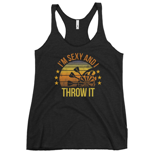 Funny Darts Fan Player Team Quote Joke Sarcastic Phrase Women's Racerback Tank Top