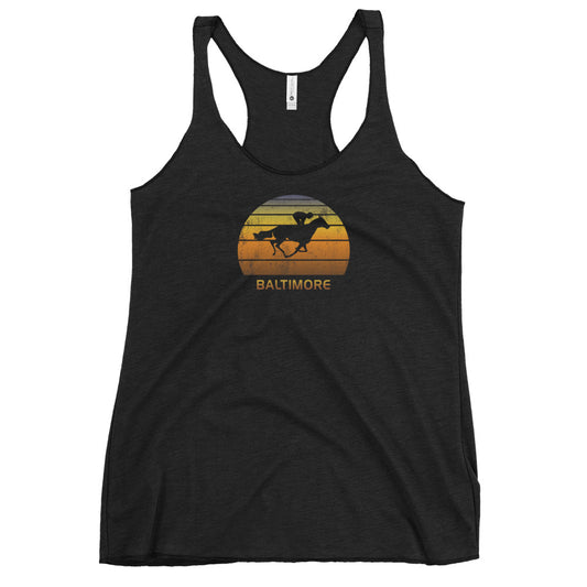 Horse Vintage Racing Baltimore Fan Race Cool Women's Racerback Tank Top