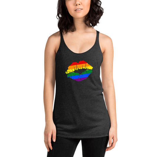 Gay Pride Rainbow Flag LGBTQ Artistic Women's Racerback Tank Top