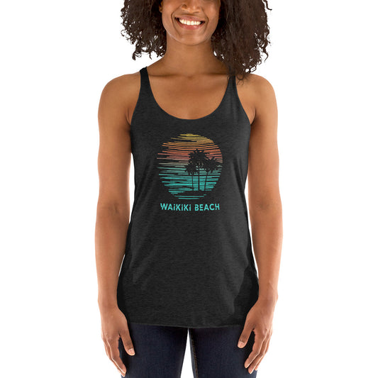 Waikiki Beach Oahu Hawaii Hawaiian Vacation Souvenir Women's Racerback Tank Top