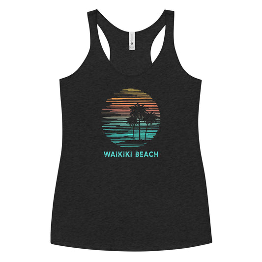 Waikiki Beach Oahu Hawaii Hawaiian Vacation Souvenir Women's Racerback Tank Top