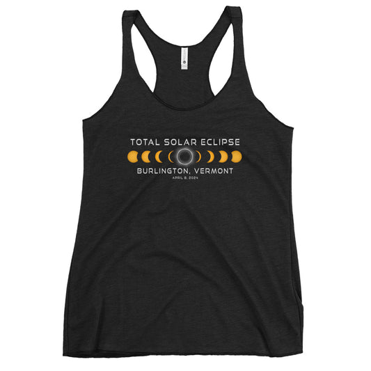 Burlington Vermont Solar Eclipse 2024 April 8 Souvenir Women's Racerback Tank Top