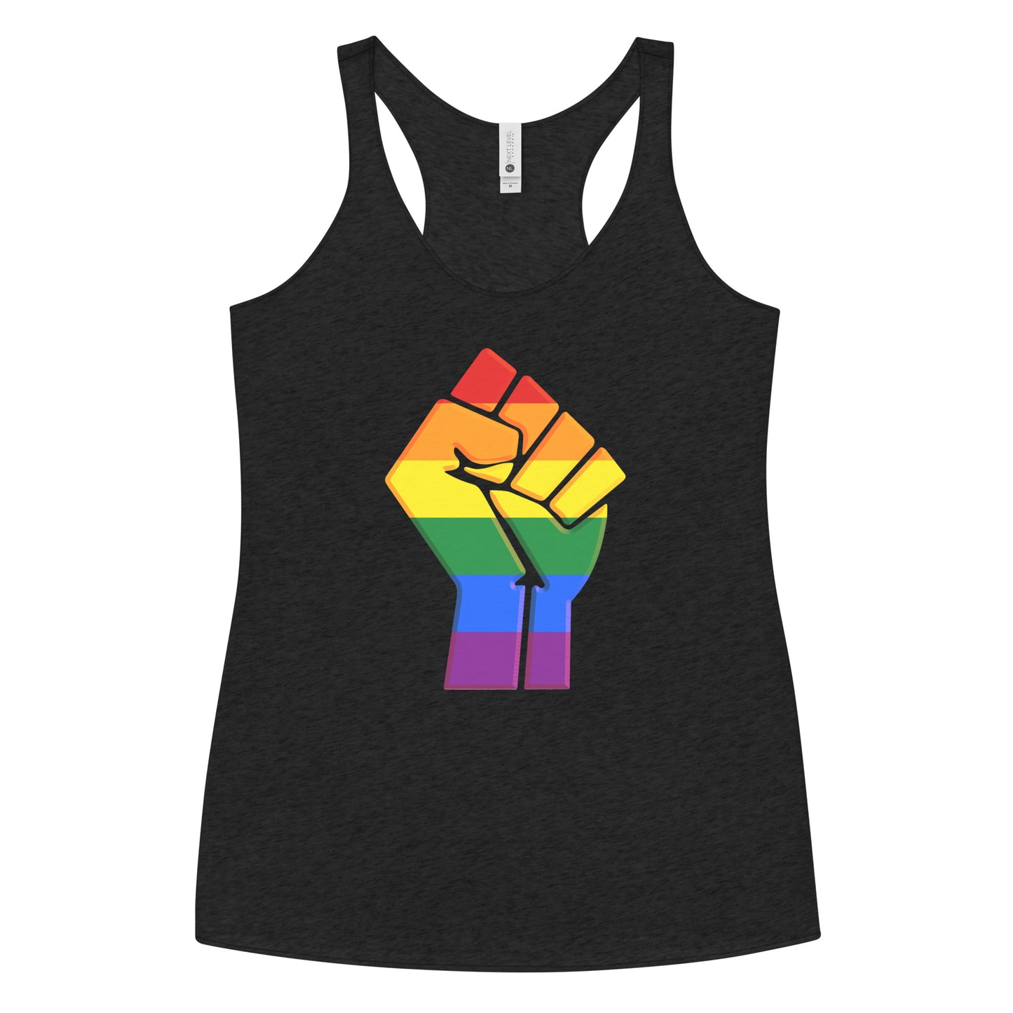 Gay Pride LGBTQ Rainbow Flag Fist Women's Racerback Tank Top