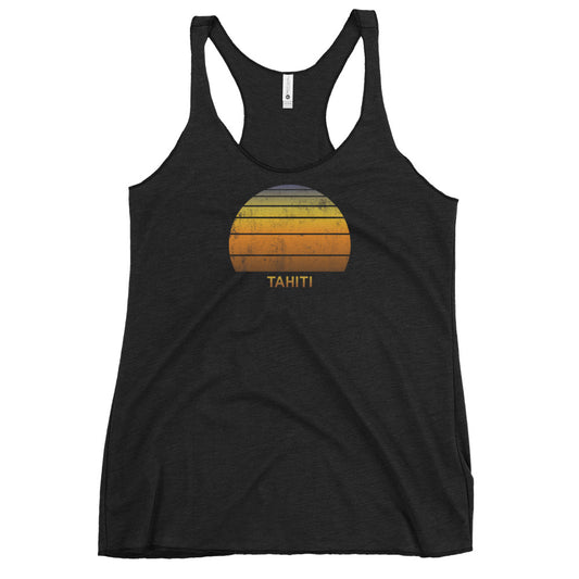 Retro Tahiti French Polynesia Vacation Souvenir Women's Racerback Tank Top