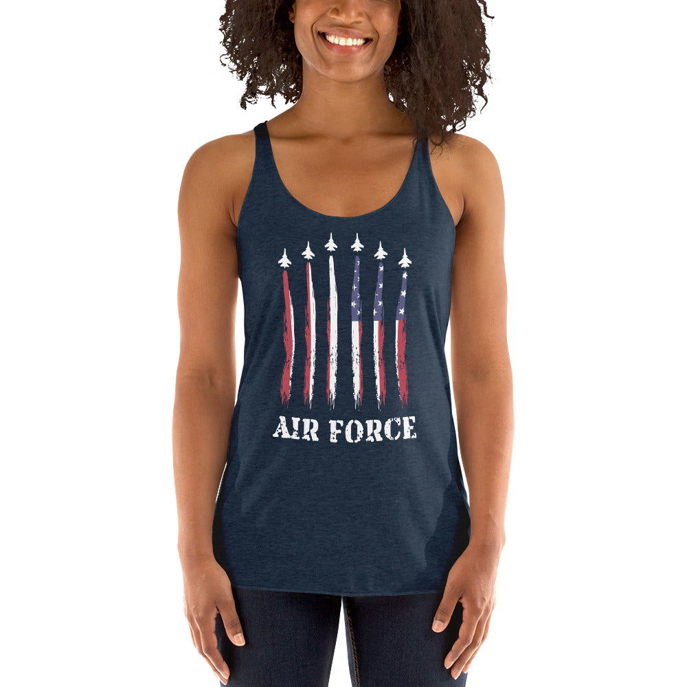 U.S. Air Force Military Service Active Retired Veteran Appreciation Women's Racerback Tank Top