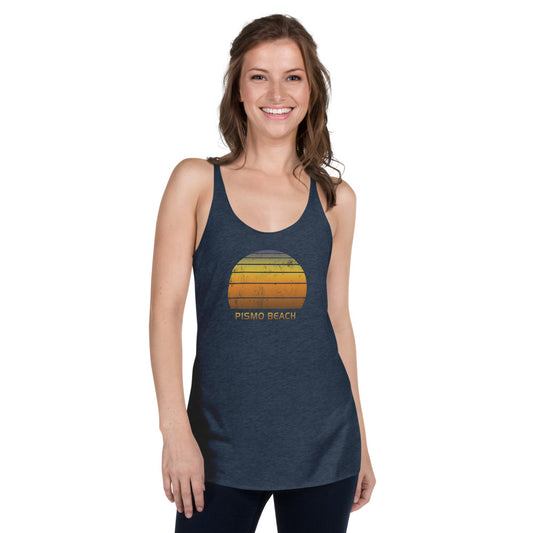 Retro Pismo Beach California Women's Racerback Tank Top Sunset