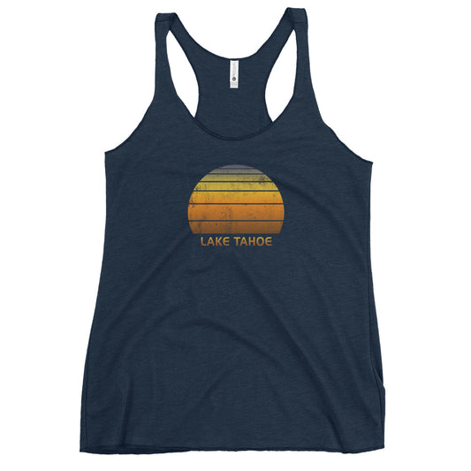 Retro Lake Tahoe California Beach Women's Racerback Tank Top Sunset