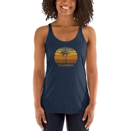 Vintage California Beach Women's Racerback Tank Top Sunset Vacation