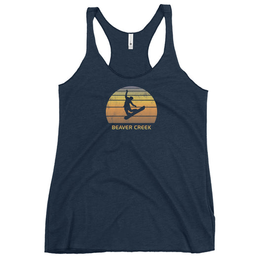 Retro Beaver Creek Colorado Snowboarding Fan Women's Racerback Tank Top