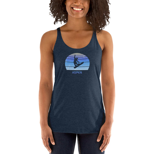Retro Aspen Colorado Snowboarding Fan Women's Racerback Tank Top