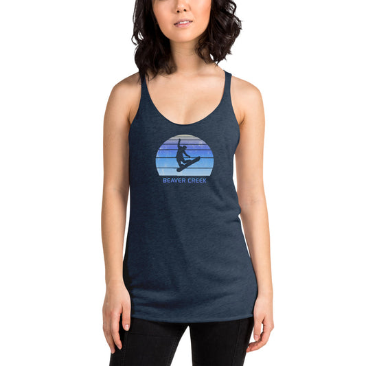 Retro Beaver Creek Colorado Snowboarding Fan Women's Racerback Tank Top