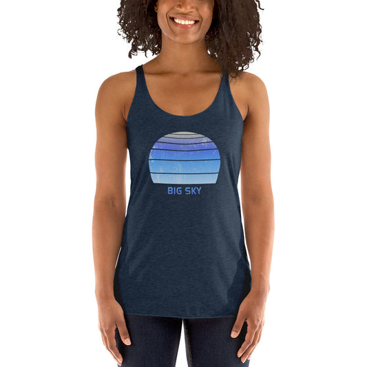 Retro Big Sky Montana Ski Skiing Fan Women's Racerback Tank Top