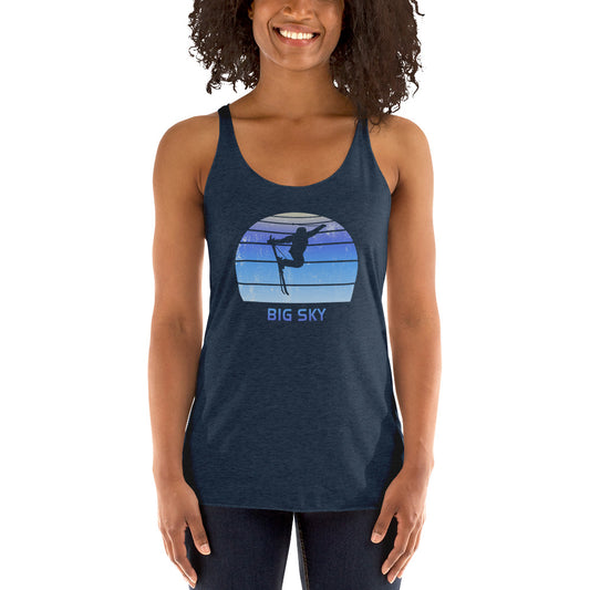 Retro Big Sky Montana Skiing Fan Women's Racerback Tank Top