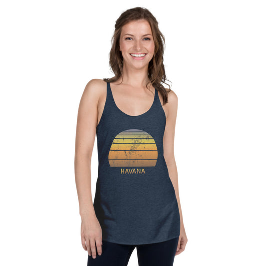 Retro Havana Cuba  Beach Vacation Souvenir Women's Racerback Tank Top
