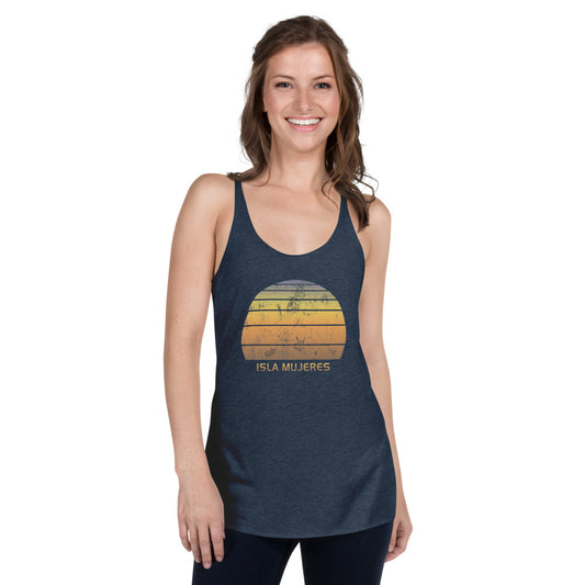 Retro Isla Mujeres Mexico Mexican Beach Vacation Souvenir Women's Racerback Tank Top