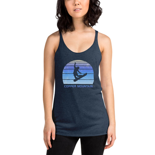 Retro Copper Mountain Colorado Snowboarding Fan Women's Racerback Tank Top