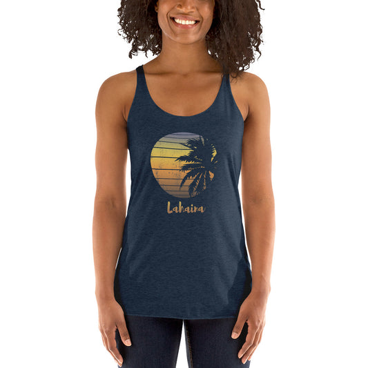 Retro Lahaina Maui Hawaii Hawaiian Beach Vacation Souvenir Women's Racerback Tank Top