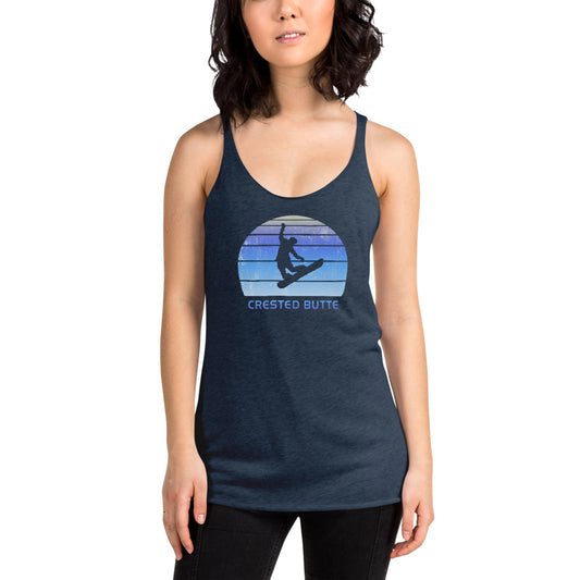 Retro Crested Butte Colorado Snowboarding Fan Women's Racerback Tank Top