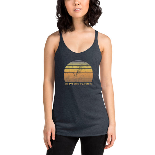 Retro Playa Del Carmen Mexico Mexican Beach Vacation Souvenir Women's Racerback Tank Top