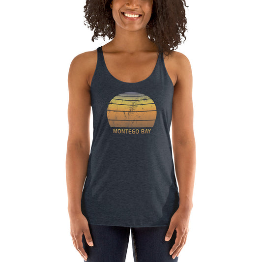 Retro Montego Bay Jamaica Beach Vacation Souvenir Women's Racerback Tank Top