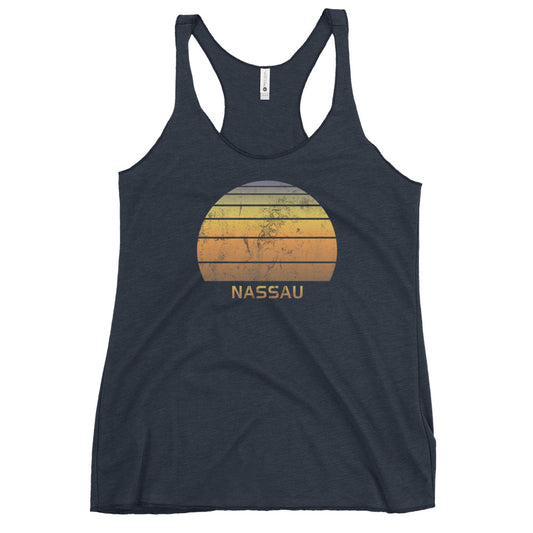Retro Nassau Bahamas  Beach Vacation Souvenir Women's Racerback Tank Top